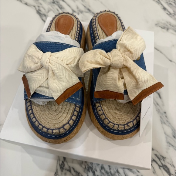 Zimmermann Shoes - Zimmerman brand new Blue and Cream Espadrille Sandals with Bow, size 39.